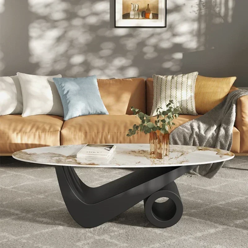 

Italian Slate Coffee Tables Round Luxury Minimalism Living Room Coffee Tables Modern Simplicity Muebles Nordic Furniture QF50CT