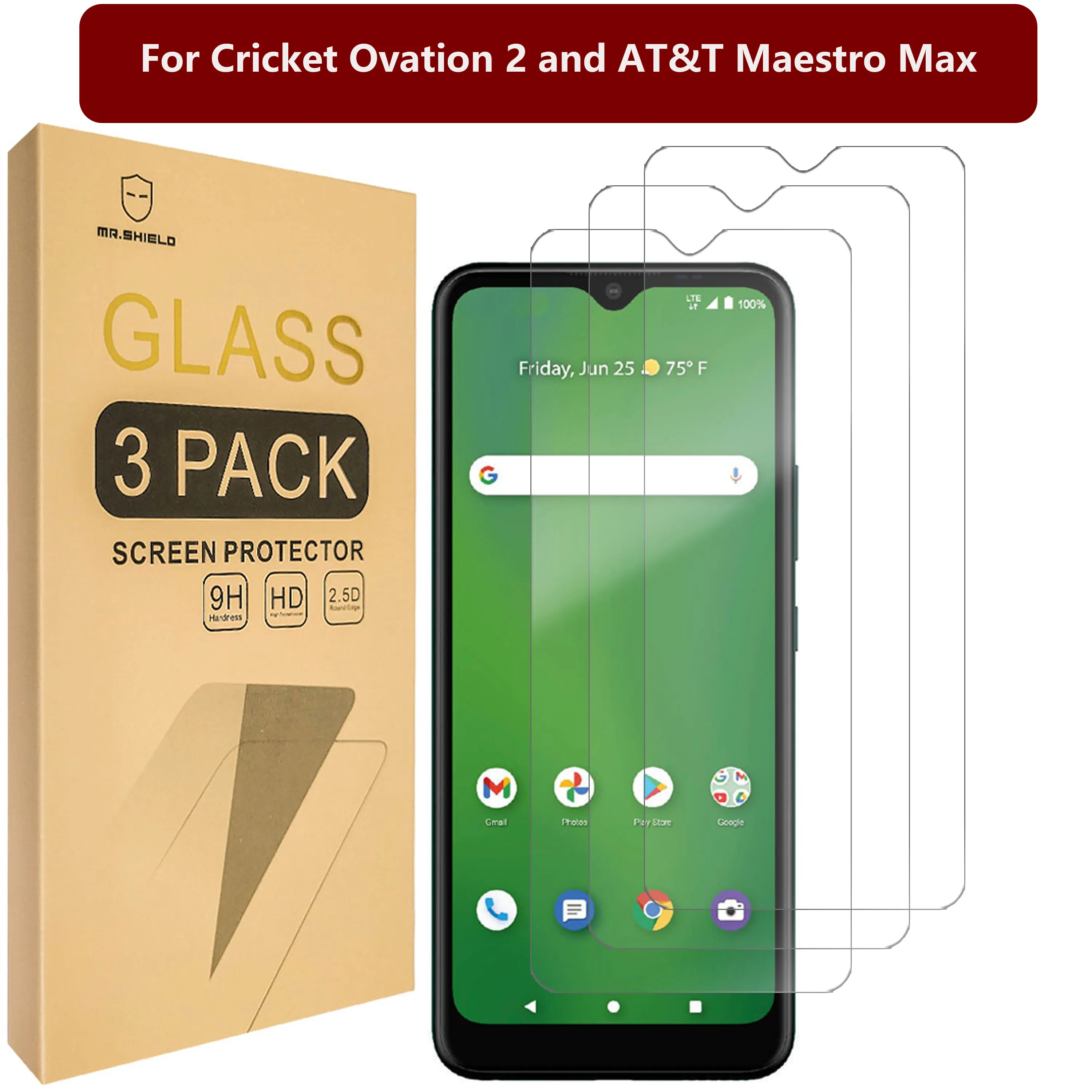 

Mr.Shield [3-Pack] Designed For Cricket Ovation 2 and AT&T Maestro Max [Tempered Glass] [Japan Glass with 9H Hardness]