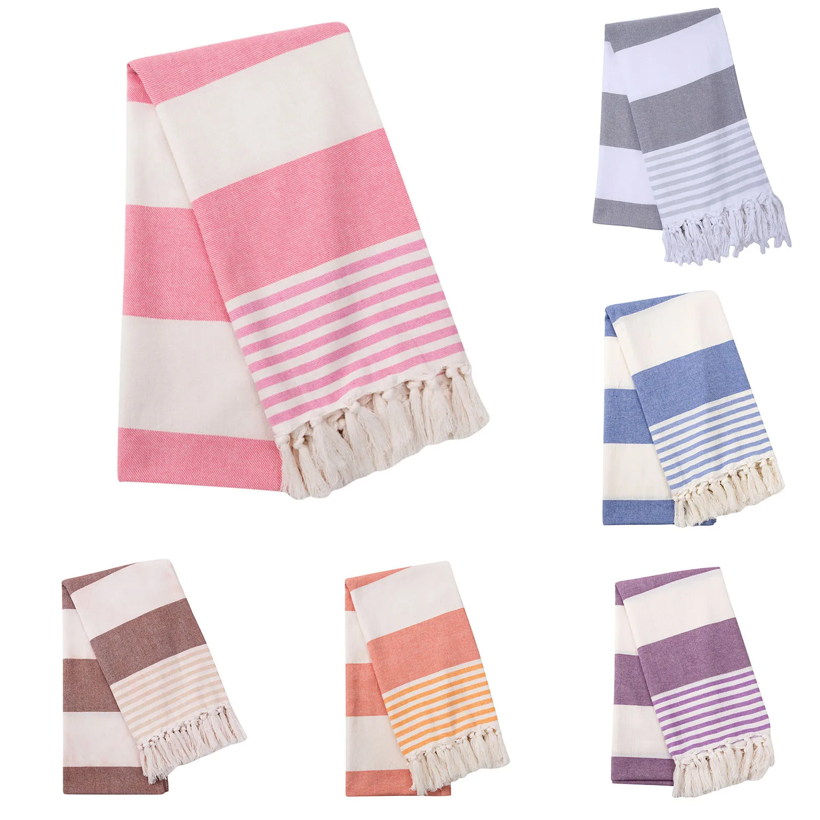 

Stripe Yarn Dyed Beach Towel Cotton Tassel Bath Towel Beach Sunscreen Shawl Towels Small