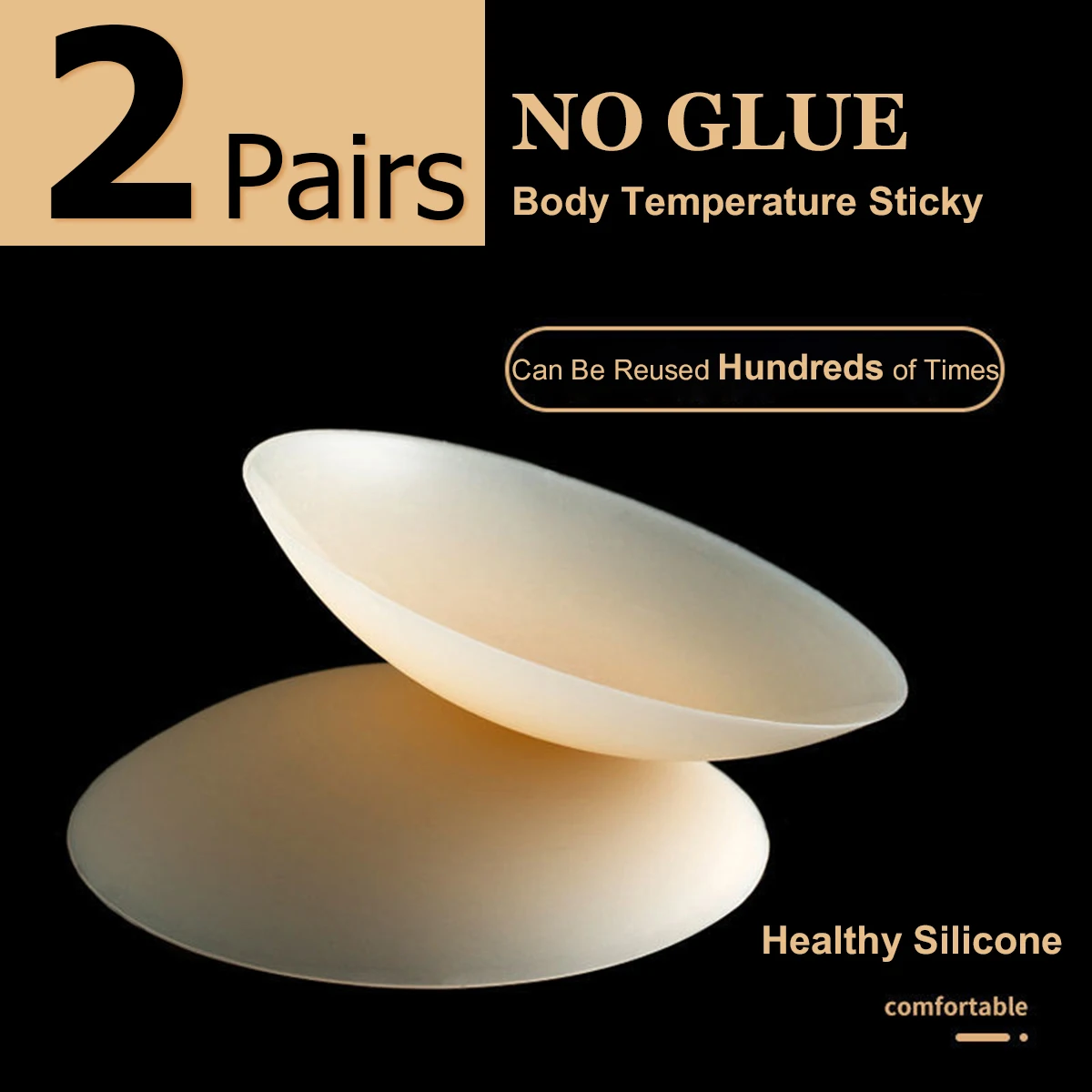

2 Pairs No Trace Sticky No Glue Nipple Cover Plunge Bra Silicone Nubra Stickers Accessories Invisible Breast Pads 8cm Or 10cm