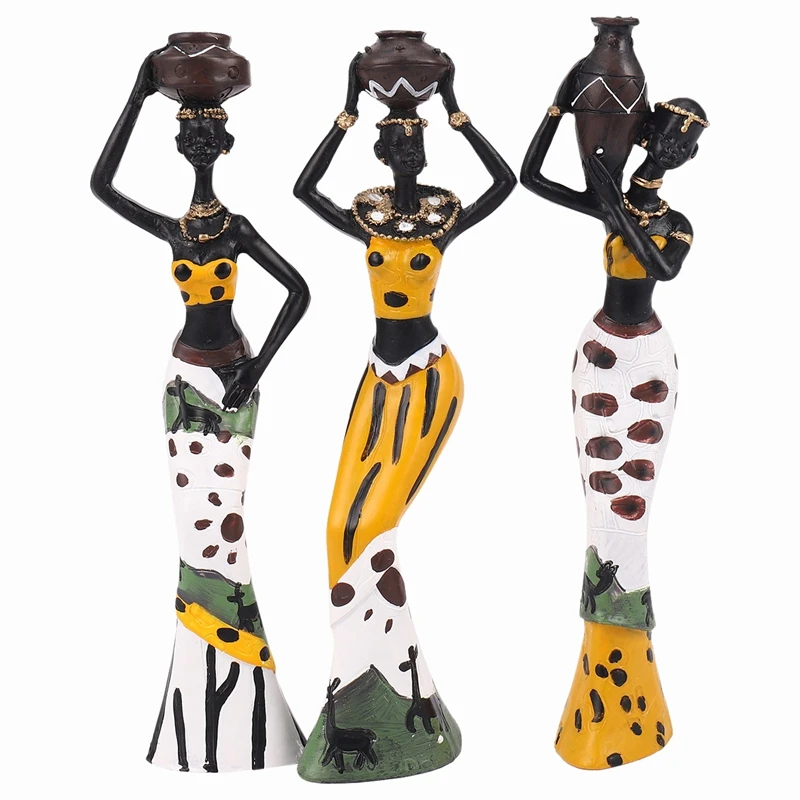 

3 шт. Ретро ваза, статуэтка Африканской женщины, экзотические Статуэтки из смолы, Культовая статуэтка, набор для дома, отеля, гостиной, украшение для рукоделия, украшения Ye