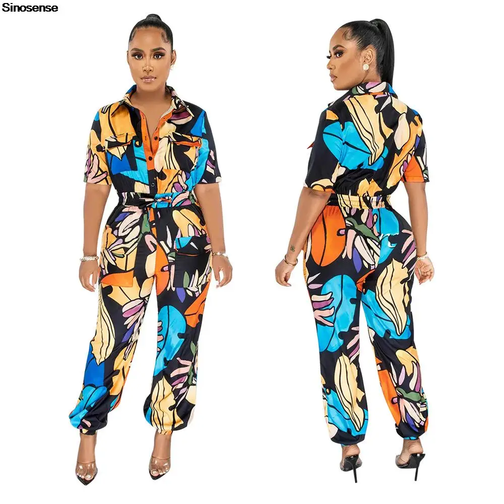 Women Fashion Geometric Printed Shirt Sytle Short Sleeve Jumpsuit INS Streetwear Casual Long Romper One Piece Summer Outfits
Women Fashion Geometric Printed Shirt Sytle Short Sleeve Jumpsuit INS Streetwear Casual Long Romper One Piece Summer Outfits
