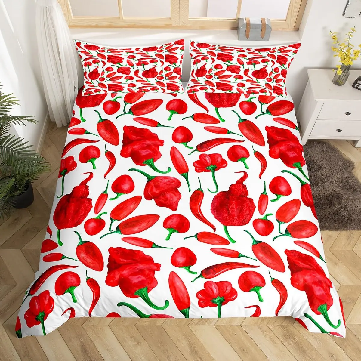 Red Chili Duvet Cover Pepper Bedding Set for Kids Boy Room Decor Farm Vegetable Comforter Cover Set Queen Size Yummy 3Pcs Zipper
Red Chili Duvet Cover Pepper Bedding Set for Kids Boy Room Decor Farm Vegetable Comforter Cover Set Queen Size Yummy 3Pcs Zipper