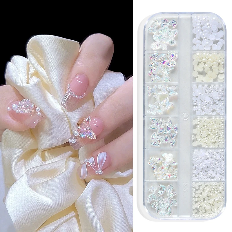 

Nail Decoration Sticker Nail Enhancement Articles Handmade Small Accessories Bow Knot Pearl Rivet Super Sparkling Small Diamond