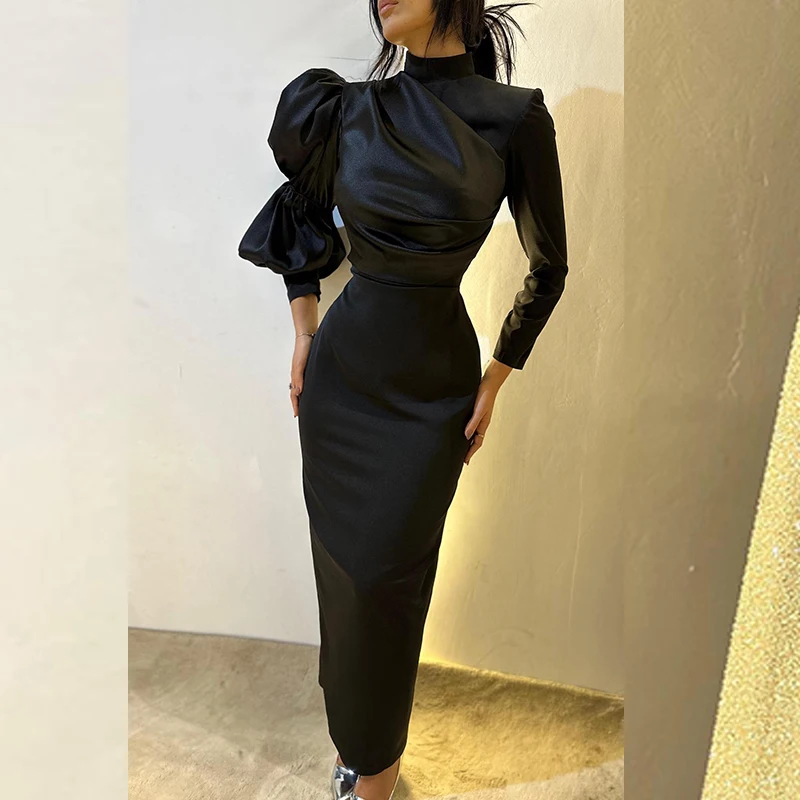 Black High-Neck Evening Dresses Saudi Arab Ankle-Length Sexy Mermaid Prom Party Gowns with Long Sleeve Pleat 2024 for Women
Black High-Neck Evening Dresses Saudi Arab Ankle-Length Sexy Mermaid Prom Party Gowns with Long Sleeve Pleat 2024 for Women