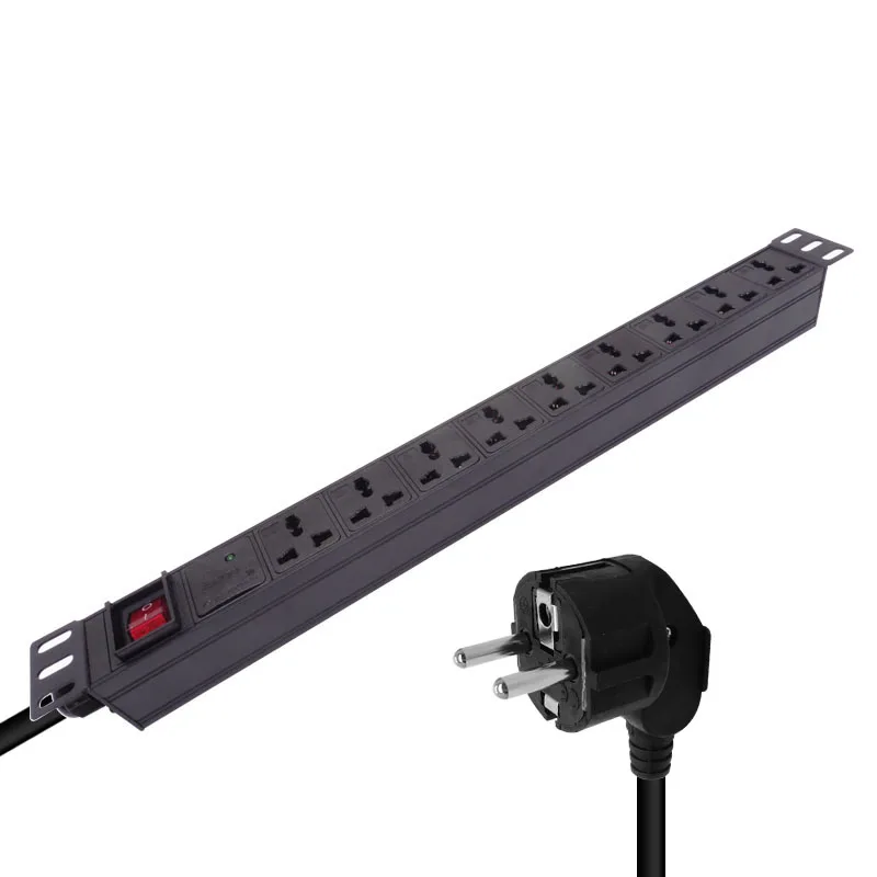 

Power Strip 1U 9 Unit PDU Network Cabinet Rack Aluminum alloy Lightning protection module Universal Socket 16A 3500W