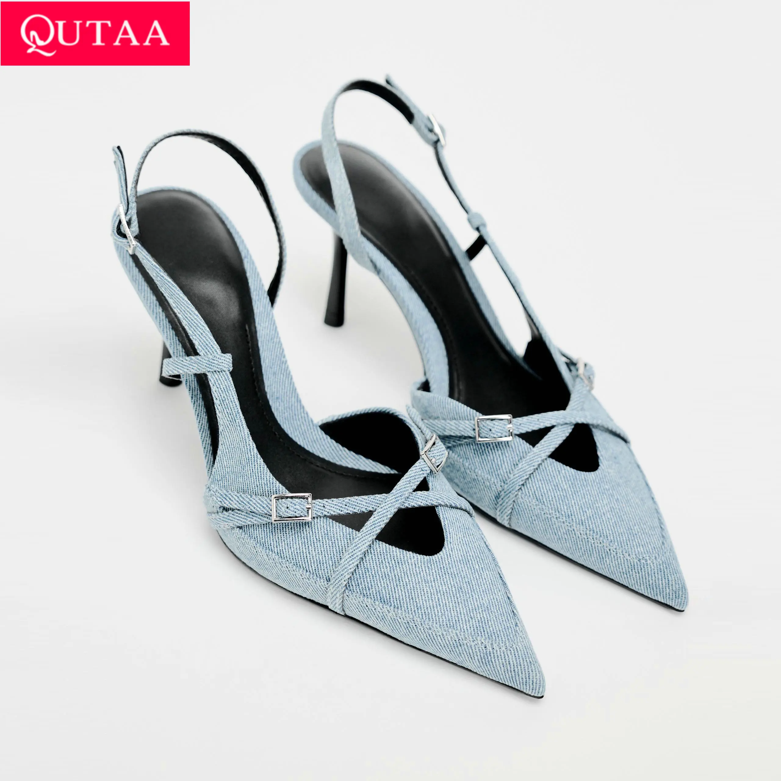 QUTAA 2024 Sexy Women High Heels Pumps Slingbacks Denim Pointed Toe Party Wedding Shoes Office Pumps Sandals Blue Size 34-43
QUTAA 2024 Sexy Women High Heels Pumps Slingbacks Denim Pointed Toe Party Wedding Shoes Office Pumps Sandals Blue Size 34-43