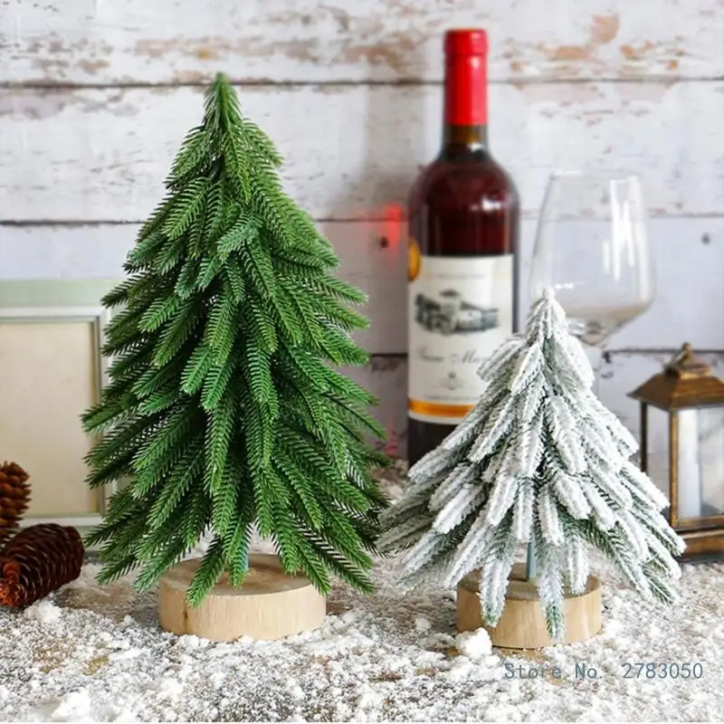 

Мини-украшения для рождественской елки, искусственный Флокированный снег, Сосновая елка, рождественские украшения для дома, настольный стол, подарок на Новый год 2024