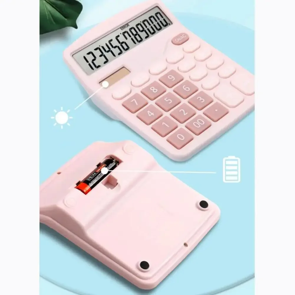 

12-Digit calculators Solar Battery Dual Power Big calculator Display Colorful Fashion Desktop Calculator for Office home school
