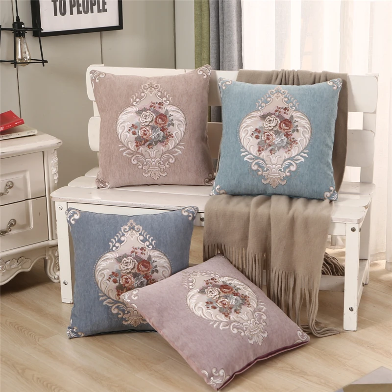 

45x45cm Classical Chenille Peony Flower Jacquard Sofa Cushion Cover Home Living Room Decoration Throw Pillowcase