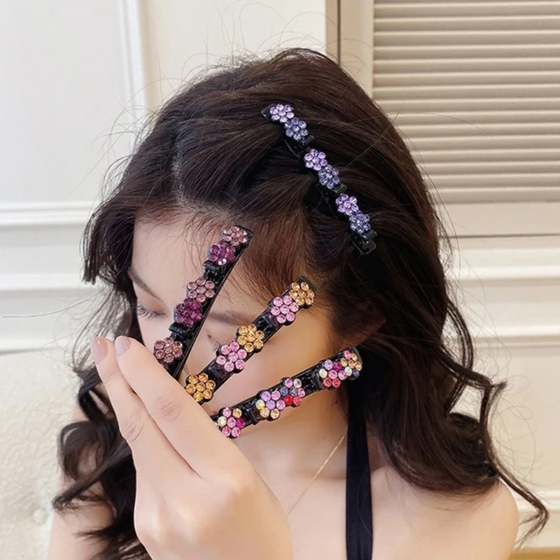 

Sparkling Crystal Stone Braided Hair Clips Hairpin Duckbill Hair Clip for Women & Girls Hair Styling