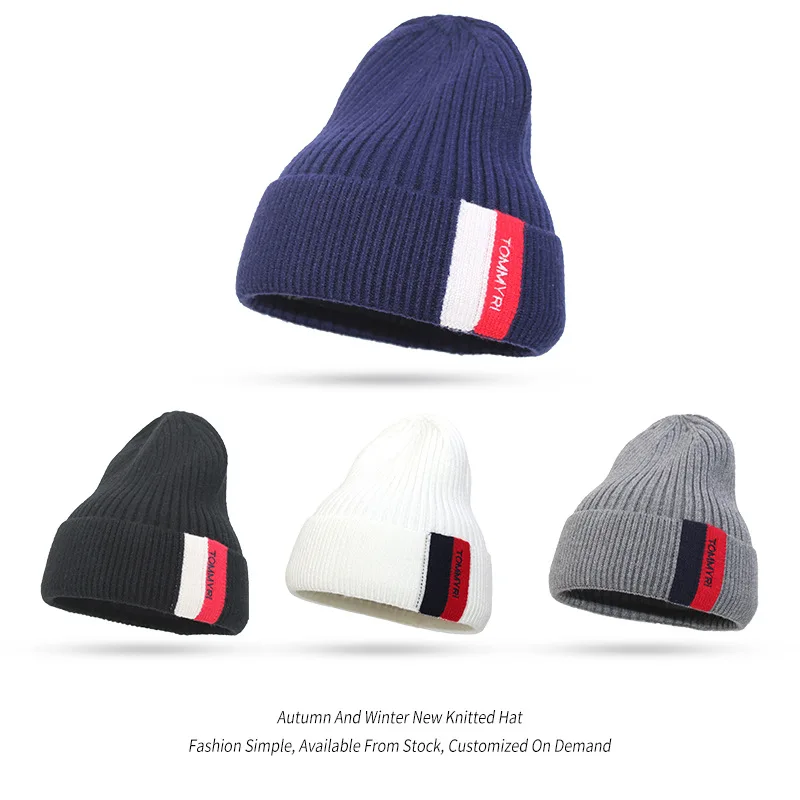 Two bar color block letters embroidered knitted hat Simple straight stripe wool hat Men's and women's winter cold hat 
Two bar color block letters embroidered knitted hat Simple straight stripe wool hat Men's and women's winter cold hat