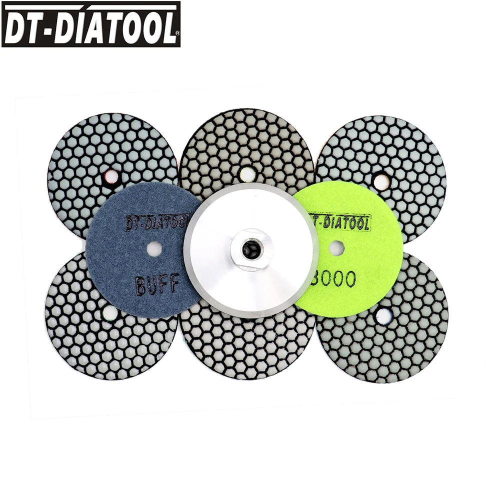 DT-DIATOOL 9pcs/set Dia 4"/100mm Flexible Diamond Dry Polishing Pads Granite Resin Marble Bond Sanding Disc For Granite Marble
DT-DIATOOL 9pcs/set Dia 4"/100mm Flexible Diamond Dry Polishing Pads Granite Resin Marble Bond Sanding Disc For Granite Marble