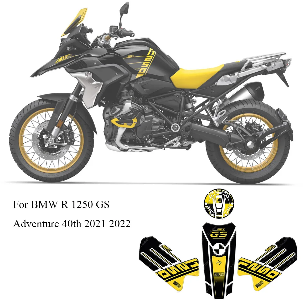 

Tank Pad Stickers For BMW R 1250 GS Adventure 40th 2021 2022 Motorcycle 3D Epoxy Resin Protection Sticker Kit