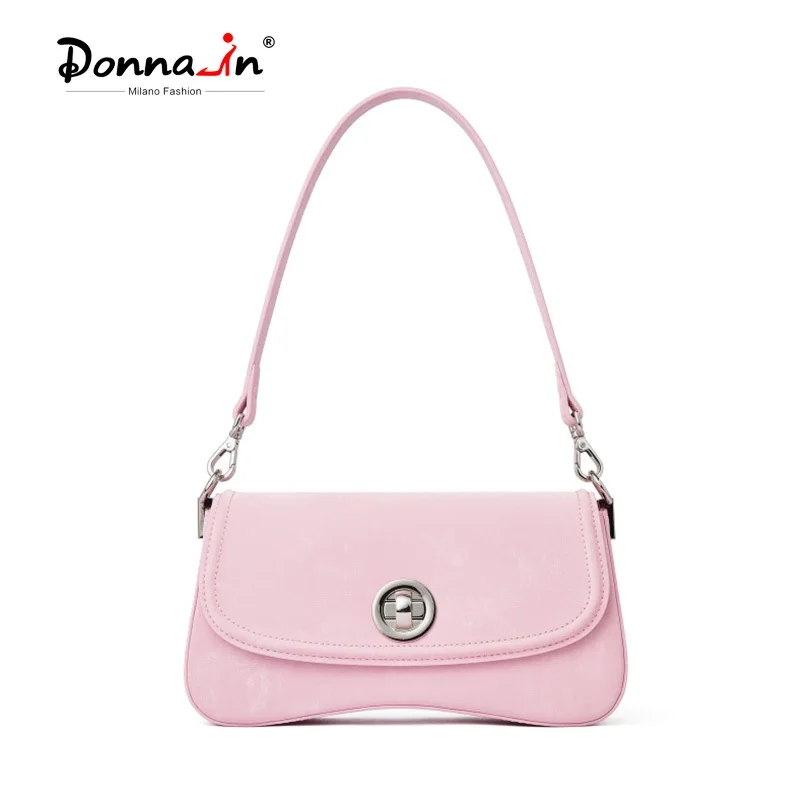 

Donna-in Natural Cow and Silk Shoulder Bag Genuine Leather Crossbody Bag for Women with Chain Shoulder Strap New Spring Style