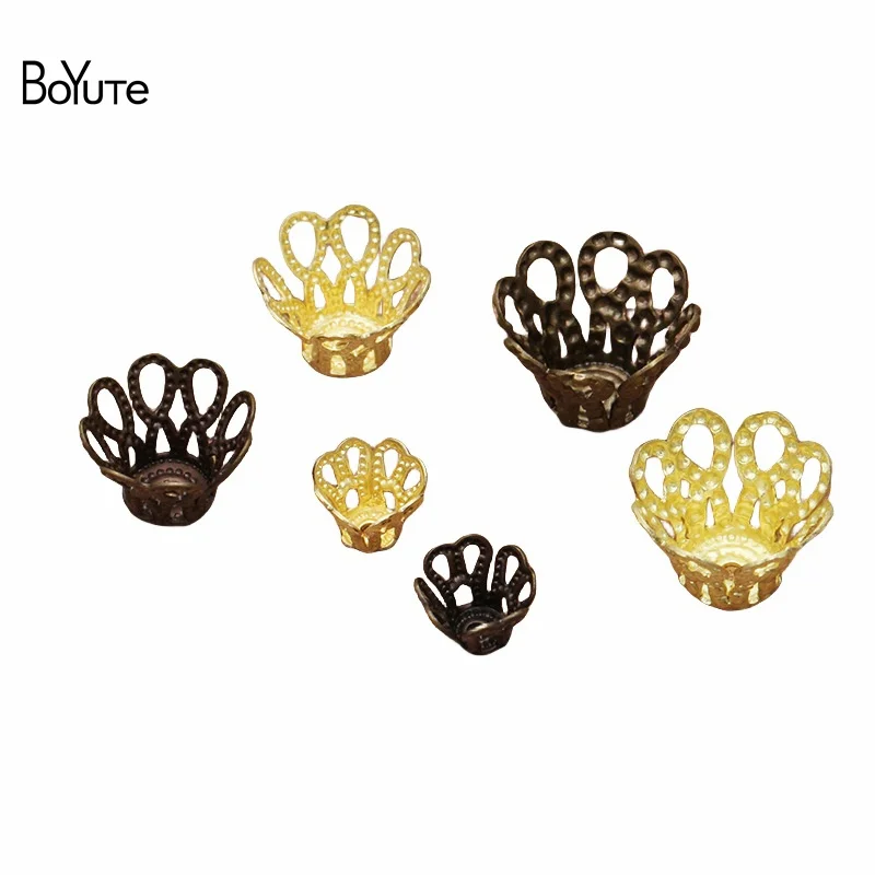 

BoYuTe (200 Pieces/Lot) 7-10-12MM Fligree Flower Bead Caps Materials DIY Brass Jewelry Findings Wholesale