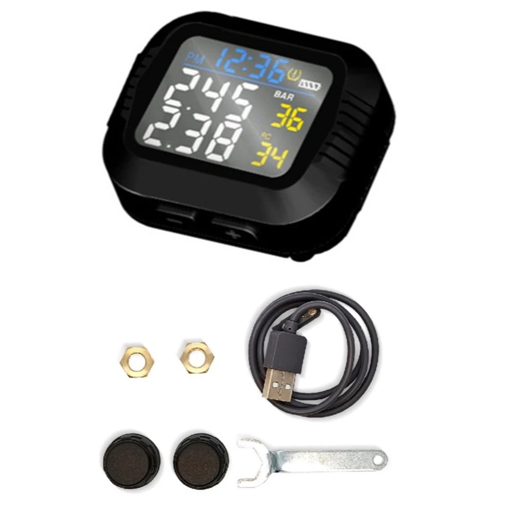 

Waterproof Motorcycle Real Time Tire Pressure Monitoring System External Sensor Wireless LCD Display Moto TPMS