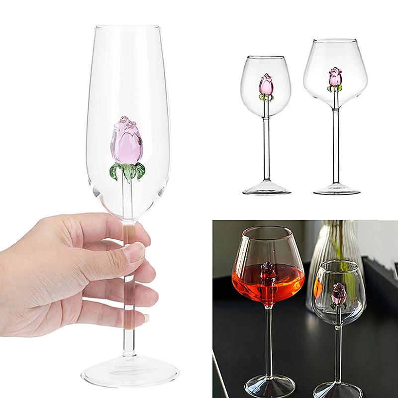 Creative 3D Pink Glass Rose Build-In Red White Wine Glasses Cup Drinkware Goblet Champagne Flute Household Lovely Valentine Gift
Creative 3D Pink Glass Rose Build-In Red White Wine Glasses Cup Drinkware Goblet Champagne Flute Household Lovely Valentine Gift
