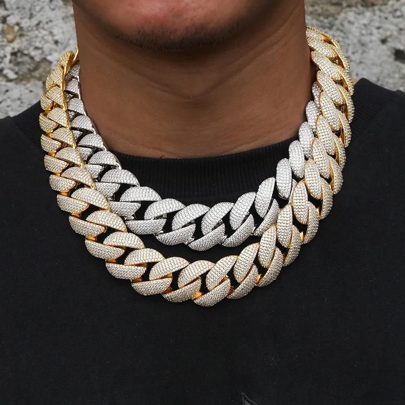 

22mm Big Heavy Hip Hop 5A+ CZ Stone Paved Bling Iced Out Solid Round Cuban Miami Link Chain Necklaces for Men Rapper Jewelry