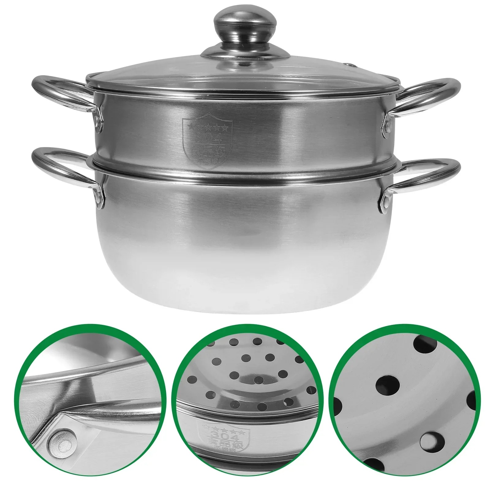 

Steam Vegetable Cooker Seafood Stock Cooking Soup Steaming Stainless Kitchen Pots Cookware Induction Pot Steamer Stockpot Steel