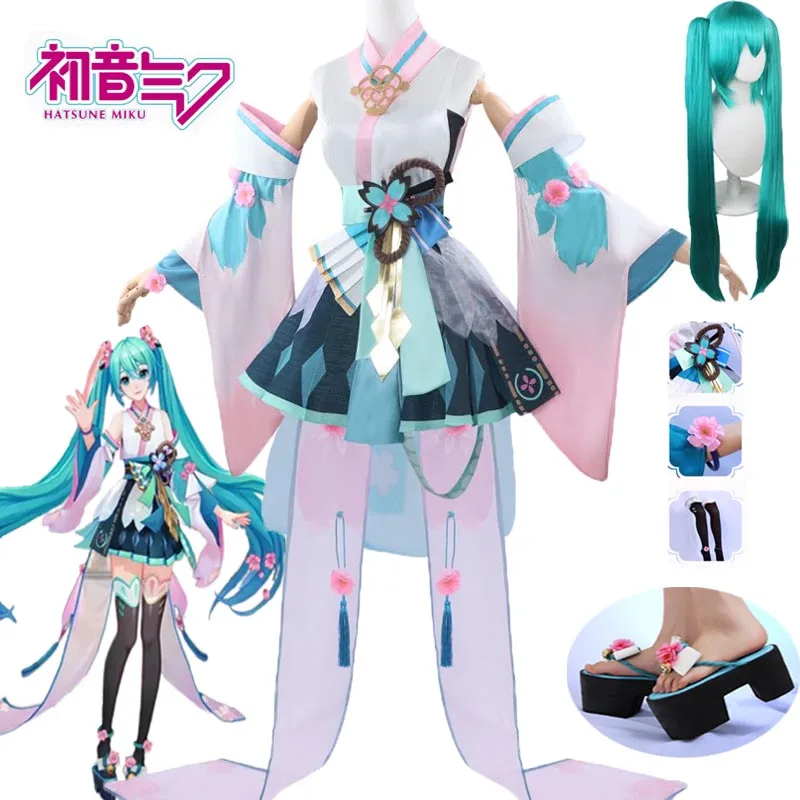 Anime Onmyoji Hatsune Miku Cosplay Costume Pre-awakening Dress Long Green Wig Shoes Full Set Uniform Role Play Women Clothing
Anime Onmyoji Hatsune Miku Cosplay Costume Pre-awakening Dress Long Green Wig Shoes Full Set Uniform Role Play Women Clothing
