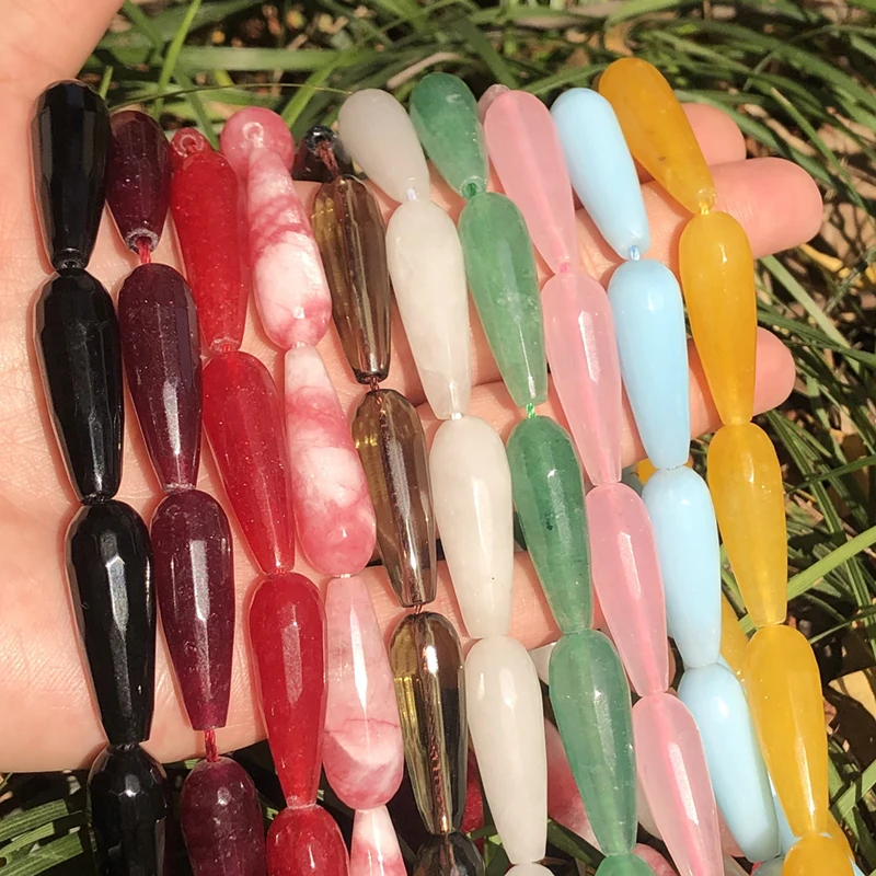 10x30mm Natural Faceted Colorful Chalcedony Jades Stone Water Drop Loose Spacer Beads For Jewelry Making Diy Bracelet Accessorie
10x30mm Natural Faceted Colorful Chalcedony Jades Stone Water Drop Loose Spacer Beads For Jewelry Making Diy Bracelet Accessorie