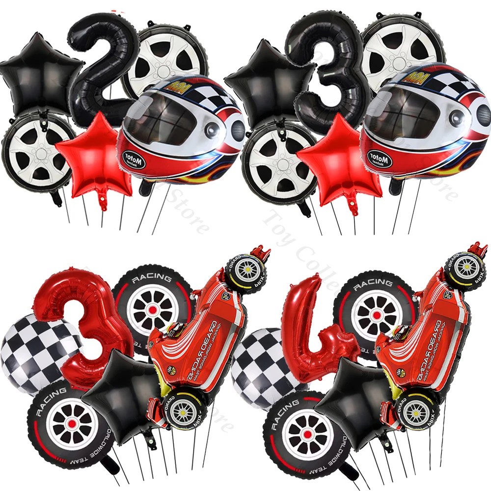 

Racing Car Boy Party Decoration Helmet Tire Black and White Grid Aluminum Film Balloon Set Party Supplies Birthday DIY Gift Toy