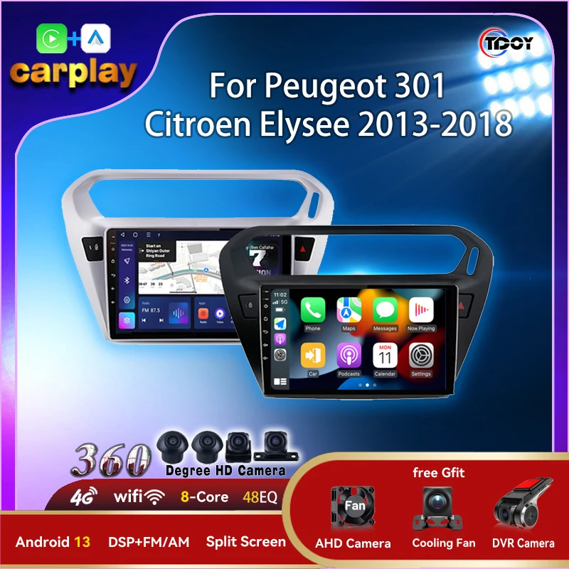 

Авторадио Carplay Android авто беспроводной для Peugeot 301 Citroen Elysee 2013-2018 автомобильный радиоприемник мультимедийный автомобильный видеопроигрыватель