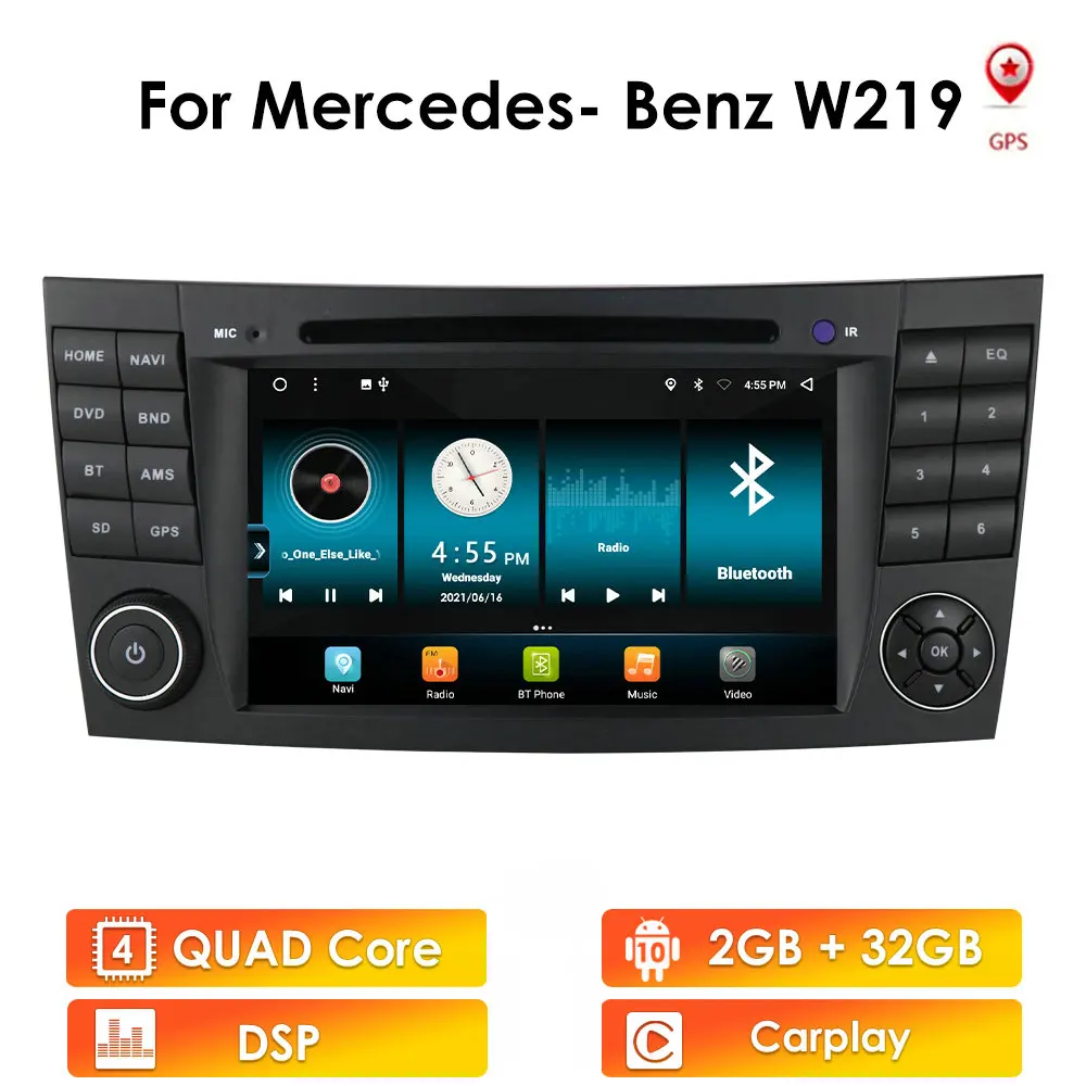 Автомагнитола Carplay 2 ГБ + 32 ГБ, мультимедийный плеер на Android 10, с GPS, DVD, для Mercedes Benz E-Class W211, W219, W209, E300, E200, E220
Автомагнитола Carplay 2 ГБ + 32 ГБ, мультимедийный плеер на Android 10, с GPS, DVD, для Mercedes Benz E-Class W211, W219, W209, E300, E200, E220