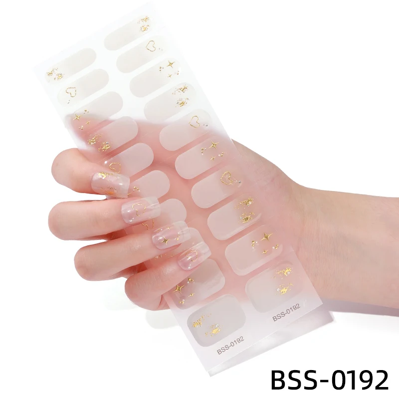 

16/18/20Tips/Sheet Semi-Cured Gel Nail Patch Full Adhesive Nail Wraps Manicure Nail Gel Polish Strips Stickers UV Lamp Cured