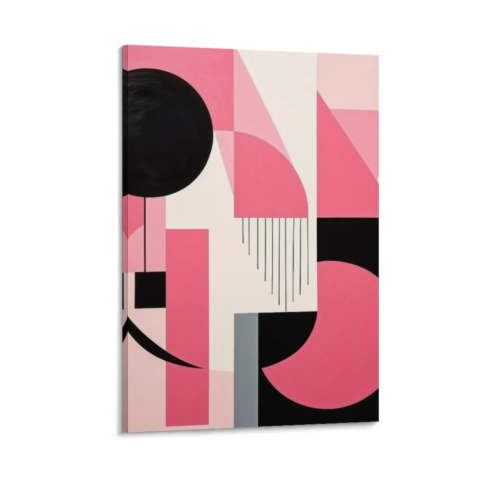 

Bold & Colorful Abstract Geometric Design in Black & Pink Canvas Painting wall art home decors accessories