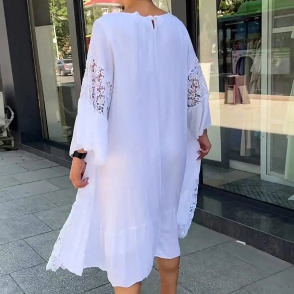 Lace Shirt Dress Lace Stitching Midi Dress Elegant Lace Stitched Midi Dress for Women Party Wear with Loose Fit 3/4 Sleeves
Lace Shirt Dress Lace Stitching Midi Dress Elegant Lace Stitched Midi Dress for Women Party Wear with Loose Fit 3/4 Sleeves