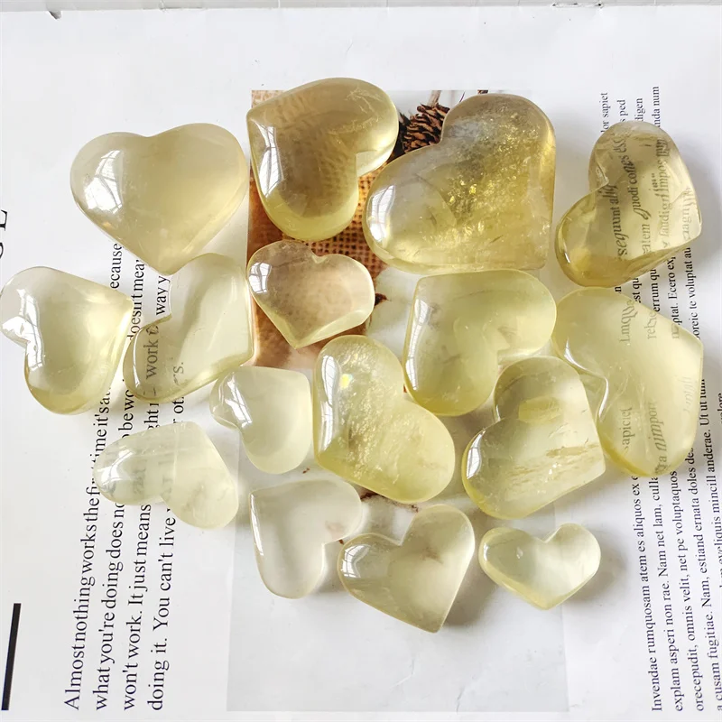 

Natural Stones Polished Quartz Crystal Citrine Heart Carved Gems Healing Reiki Gemstones Meditation Decoration