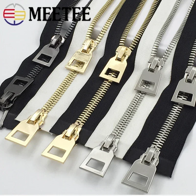 

Meetee 1Pc 85/100/120cm 10# Metal Zipper Double Open Two-way Large Zippers for Down Jacket Coat Sewing Zips DIY Repair Kits Zip