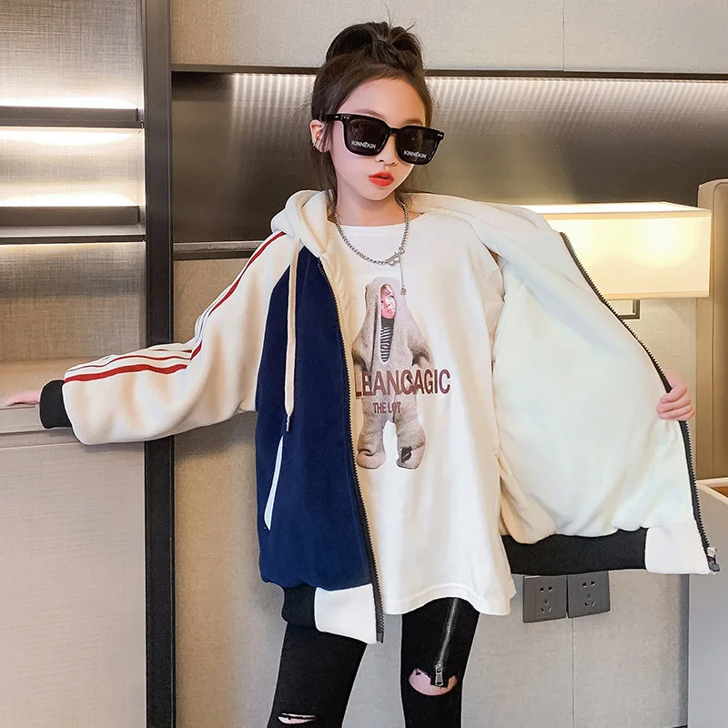 Girls Clothes Fashion Plush Coats Autumn Winter Thick Warm Tops Children's Clothing Casual Cartoon Print Patchwork Jacket 4-14 Y
Girls Clothes Fashion Plush Coats Autumn Winter Thick Warm Tops Children's Clothing Casual Cartoon Print Patchwork Jacket 4-14 Y