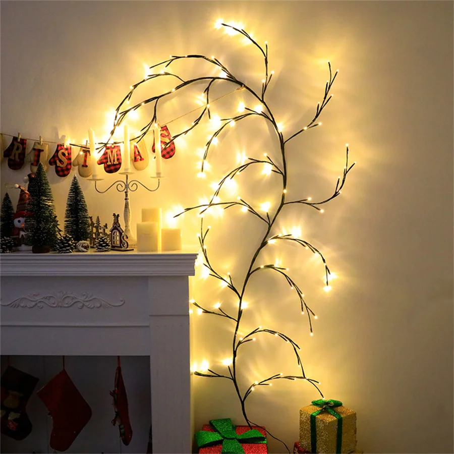 

144 LEDs 7.5FT Christmas Garland Fairy Lights EU Plug Flexible DIY Willow Vine String Light for Party Wedding Wall Room Decor