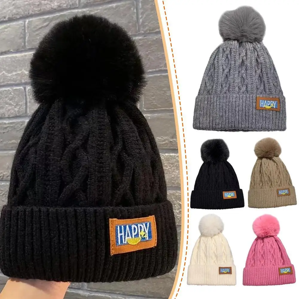 

Women Knitted Hats for Winter Pompom Beanie Hat with Warm Fleece Lined Thick Slouchy Snow Knit Skull Ski Cap for Women Girls