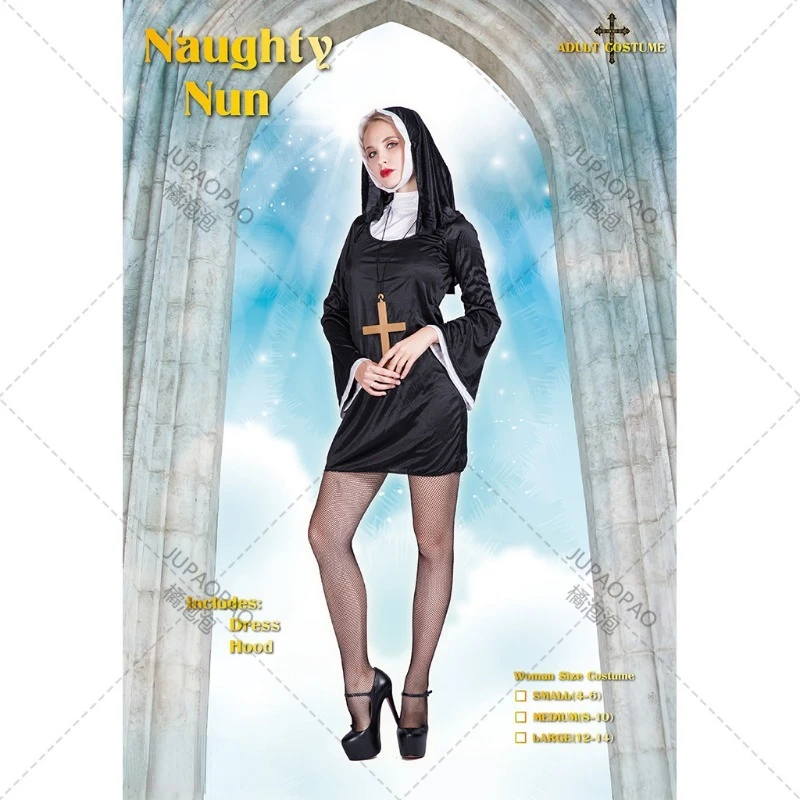 

Missionary Cosplay Costumes for Adult Halloween Carnival Priest Nun Long Robes Religious Pious Catholic Church Vintage Medieval