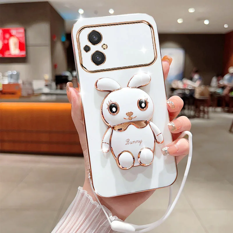 Cute Cartoon Rabbit Fold Stand For Xiaomi Poco M4 5G M5 4G Phone Case With Lanyard Luxury Plating Cover
Cute Cartoon Rabbit Fold Stand For Xiaomi Poco M4 5G M5 4G Phone Case With Lanyard Luxury Plating Cover