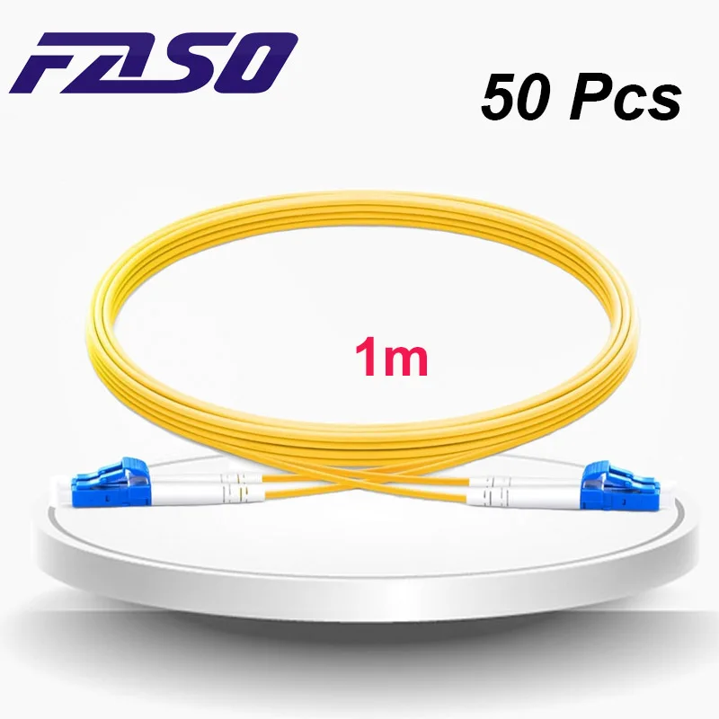 

FASO 50Pcs 1Meter DX Core LC/UPC-LC/UPC Fiber Optic Jumper Single Mode G652D 3.0mm Optical Fiber Patch Cord Yellow LSZH Jacket