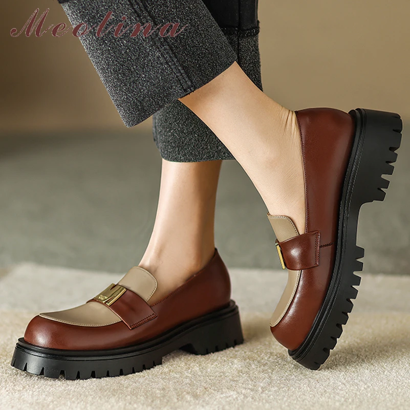 Meotina Women Genuine Leather Loafers Round Toe Flats Metal Decoration Ladies Fashion Mixed Colors Shoes Spring Autumn Brown
Meotina Women Genuine Leather Loafers Round Toe Flats Metal Decoration Ladies Fashion Mixed Colors Shoes Spring Autumn Brown
