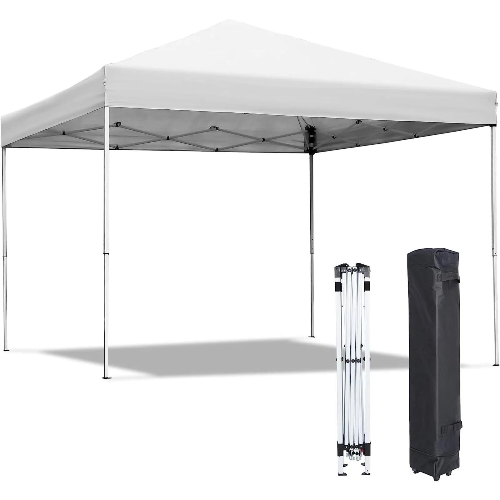 

10x10 Pop Up Canopy Tent Adjustable Straight Leg Heights with Wheeled Bag Ropes