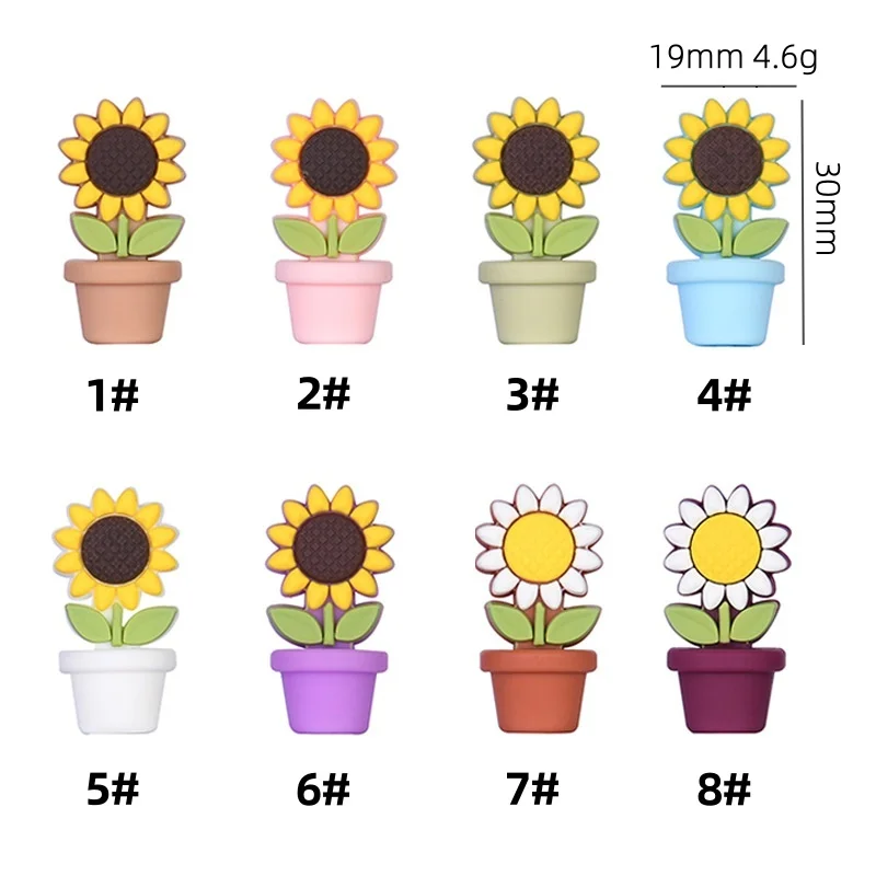 5/10pcs New Silicone Beads Sunflower Pots Focal Beads DIY Handmade Beaded Pen Keychain Necklace Accessories for Jewelry Making 
5/10pcs New Silicone Beads Sunflower Pots Focal Beads DIY Handmade Beaded Pen Keychain Necklace Accessories for Jewelry Making
