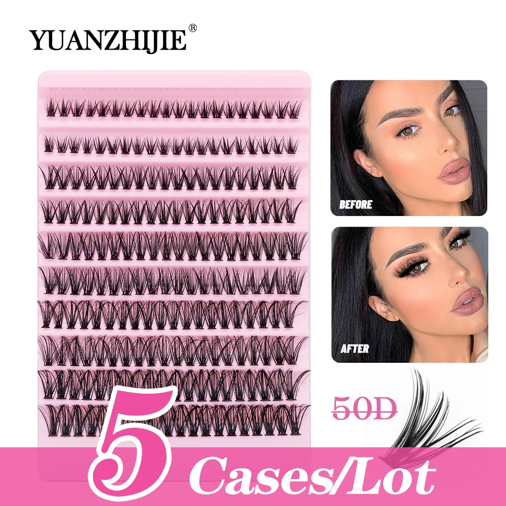 

YUANZHIJIE 5cases/lot DIY Cluster Segmented Eyelash Extension D Curl Individual Lashes Mixed Tray Faux 3D Mink Lash Clusters
