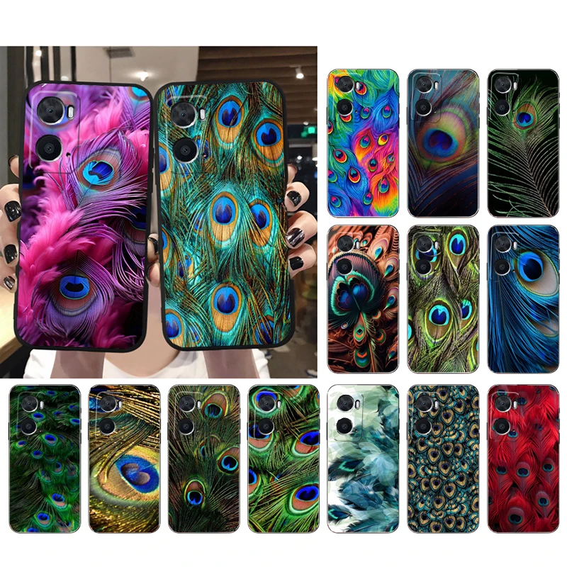 

Peacock Feathers Phone Case For OPPO Realme 10 Pro Plus GT 2 Pro X2 Pro XT C25S 8 7 6 Pro 6i GT Master C3 C21 C21Y X3 SuperZoom