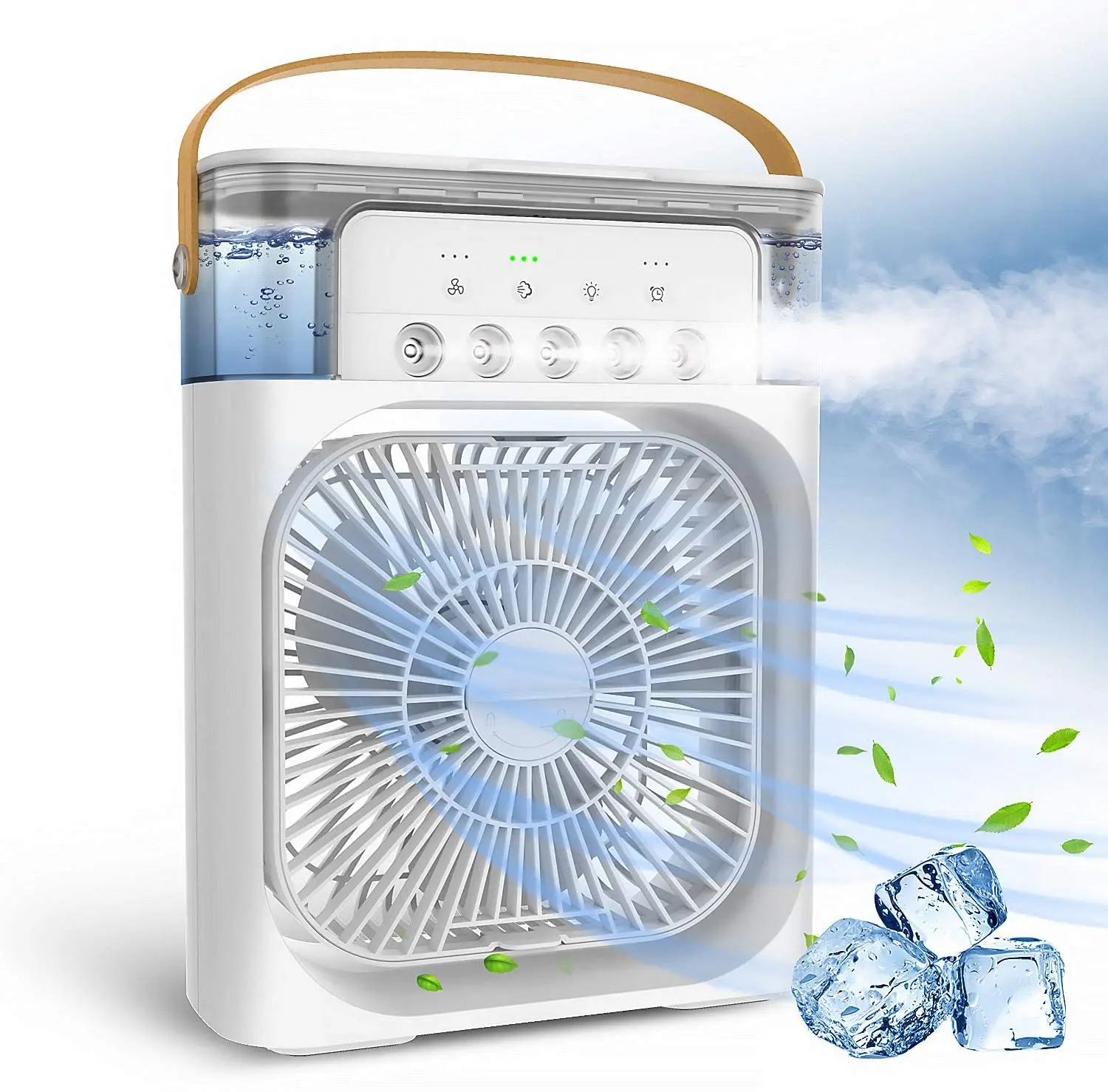 3-speed air cooler fan 600ml mini handheld desk air fan cooler water tank with 7 colors led night light
3-speed air cooler fan 600ml mini handheld desk air fan cooler water tank with 7 colors led night light