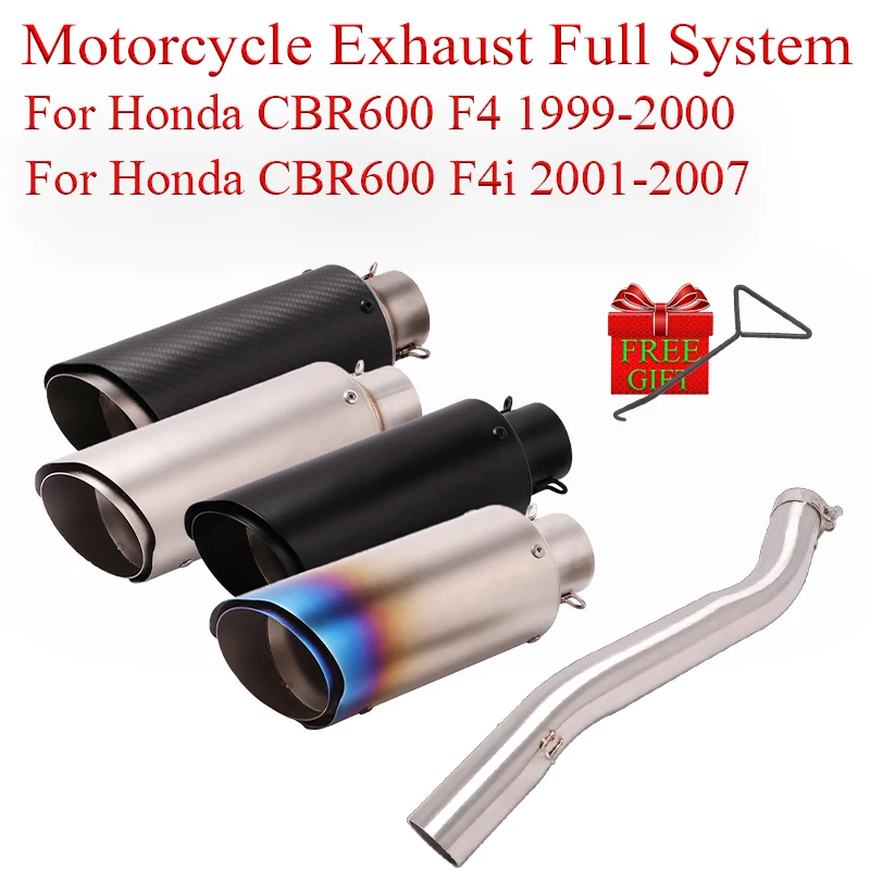 

Motorcycle Exhaust Full System Link Pipe For Honda CBR600 F4 1999-2000 F4i 2001-2007 Modified Muffler Moto Escape Stainless