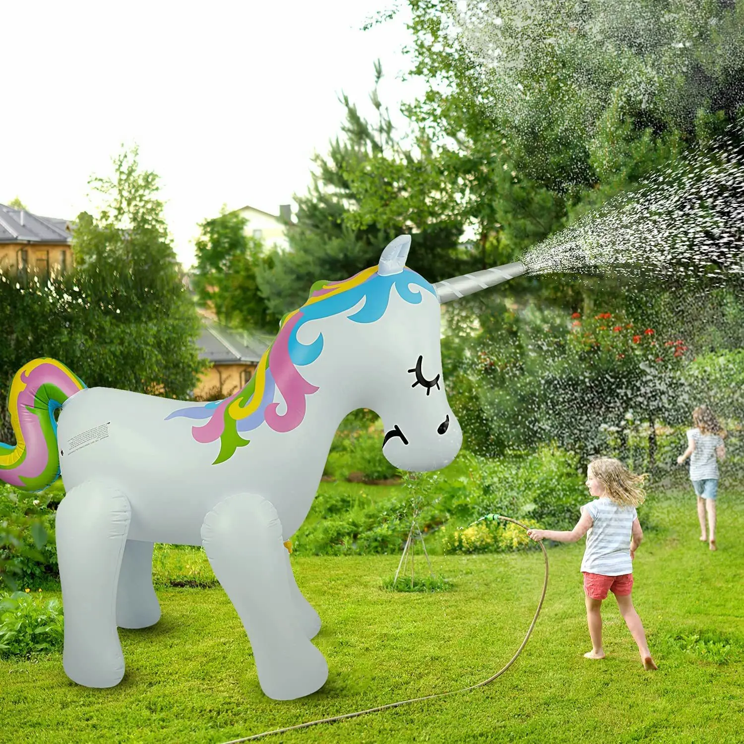 

160cm Unicorn Water Sprinkler Kids Toy for Outside Giant Inflatable Swimming Float Outdoor Fountain Beach Party Water Spray Toys