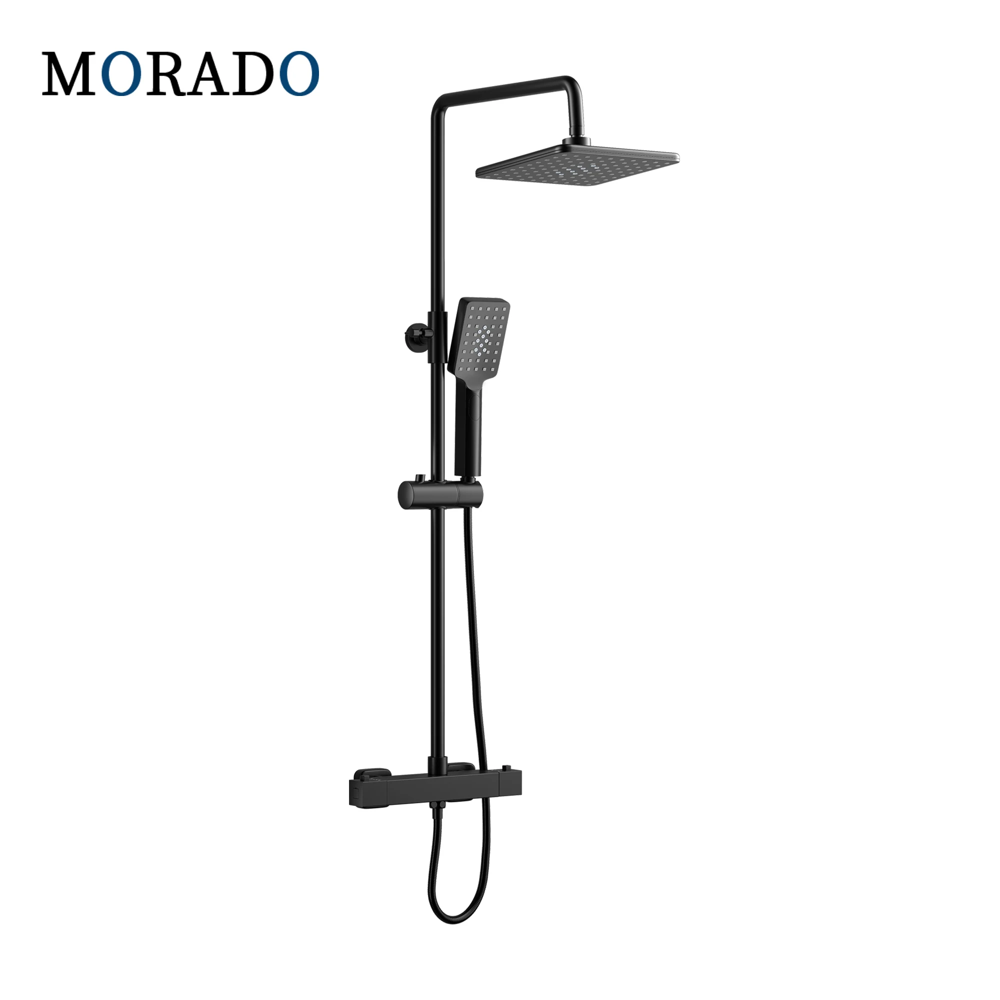 

MORADO Matt Black Thermostatic Shower Set Chrome Brass Rainfall Shower Faucet Set Thermostatic Shower System Bath Shower Tap