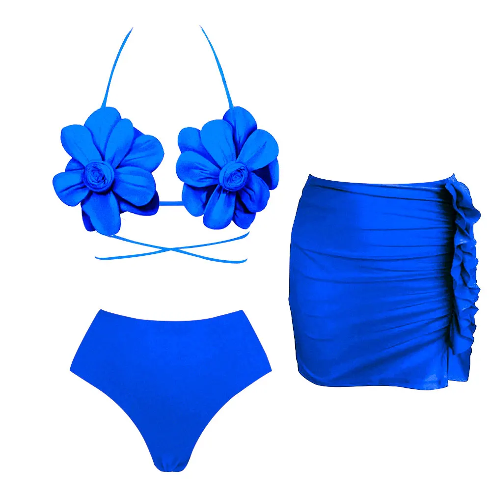 Flower Bikini Set With Skirt Luxury Designer Swimsuit Women Sexy